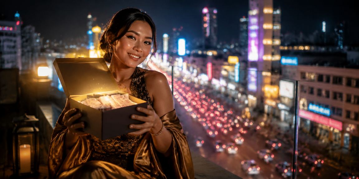 Suasana taruhan casino online dengan lampu neon berwarna-warni